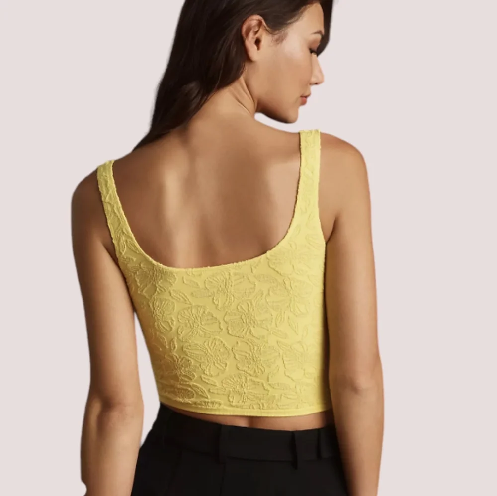 Anthropologie Hannah Seamless Textured Crop Tank Yellow - Picture 2 of 8